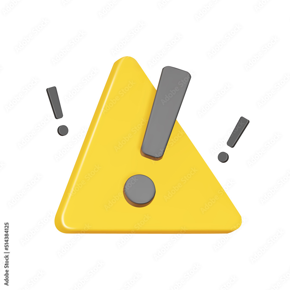 Poster triangular warning sign 3d icon. isolated object on a transparent background