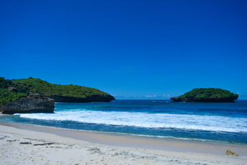 The beautiful view of Srau beach in Pacitan Indonesia