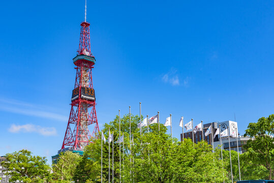 SAPPORO, JAPAN - JUN 4, 2022: Sapporo Terebito (Sapporo TV Tower) is a major tourist attraction in Sapporo City, Hokkaido, Japan..