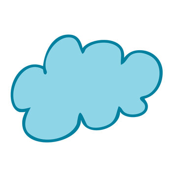  A small blue cloud with a stroke. Vector illustration in hand drawn style