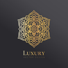 Golden decorative mandala on a black background. Vintage, paisley vector elements. Traditional, Turkish, Indian motifs. Great for fabric and textile, wallpaper, packaging or any desired idea.