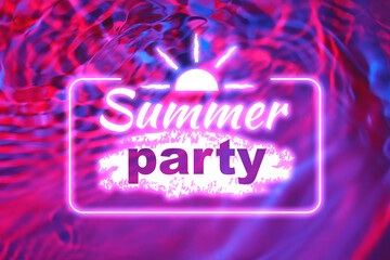 Advertisement banner for summer party on color background