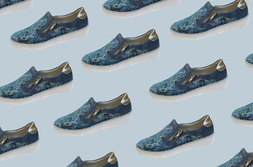 fashionable trendy leather reptile color women's half - boots , moccasins, stylish shoes or slipons...