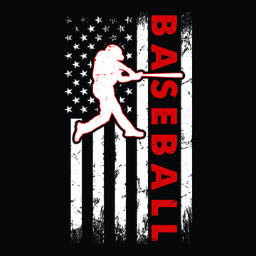 Baseball Dad American Flag illustration, Baseball Dad Shirt,  American Flag SVG, Baseball SVG, Baseball shirt print template