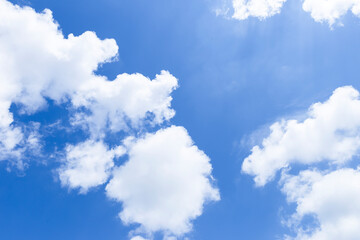 Naklejka na ściany i meble Cloudy sky background, white cloud over blue sky, outdoor day light, nature background