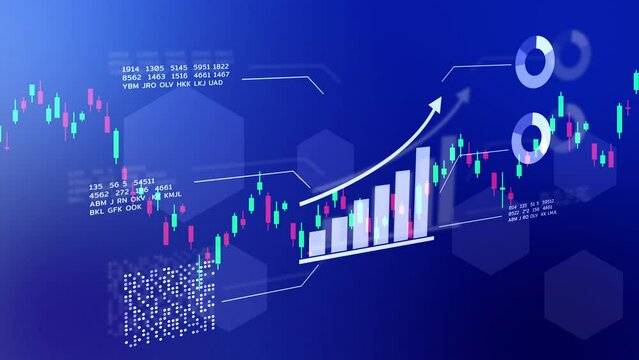 Global economic GDP rising graph chart financial crypto currency stock markets graph chart price financial business data economic 3d animation blue theme