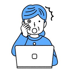 Obraz premium パソコンを使う中年女性 : 驚き