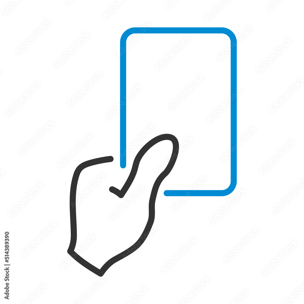 Sticker icon of football referee hand with red card