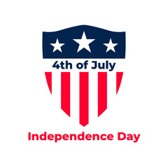 4th of July with Shield American Flag. Independence Day Element Vector Illustration