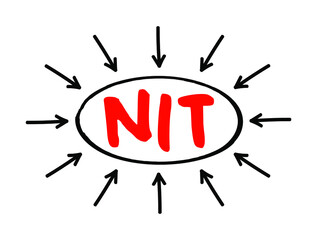 NIT - Negative Income Tax is a system which reverses the direction in which tax is paid for incomes below a certain level, acronym business concept with arrows - obrazy, fototapety, plakaty