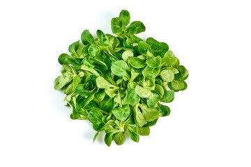 Spinach salad, isolated on white background.