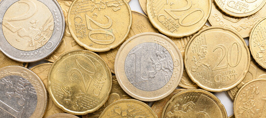 Many coins as background, closeup