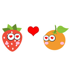 Cartoon character of strawberry and orange 