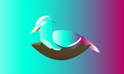 Vector image of a bird with various color gradations, perfect for shirt designs or thumbnails