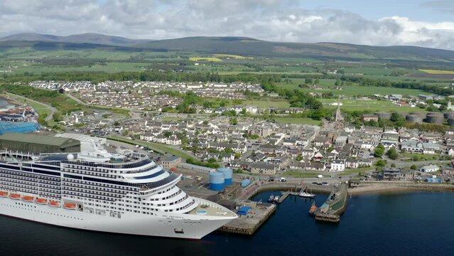 Invergordon - Scotland. Drone shoot from port to main church.