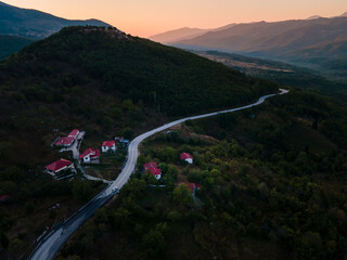 aerial view of greece village at thessaly mountains