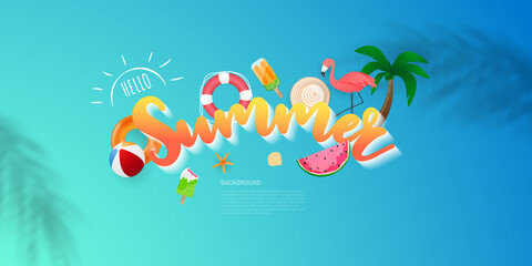 Fototapeta na wymiar bright summer background design tropical beach banner background vector illustration