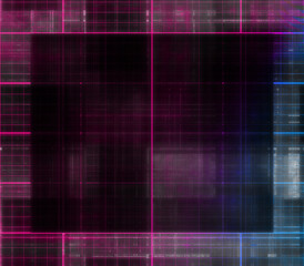 Abstract glitch art grid border background image.