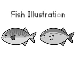 シンプルでかわいい魚のキャラクターイラスト（サバとサンマ）