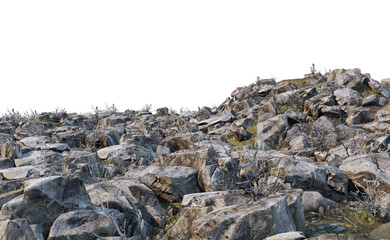 Rocks and rough surfaces on a white background