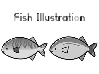シンプルでかわいい魚のイラスト（サバとサンマ）