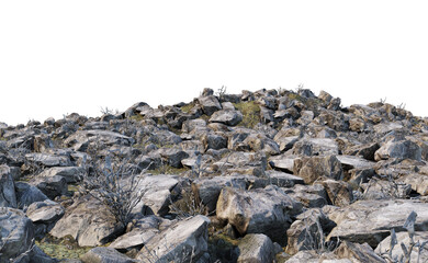 Rocks and rough surfaces on a white background