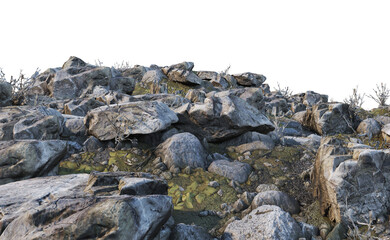 Fototapeta na wymiar Rocks and rough surfaces on a white background