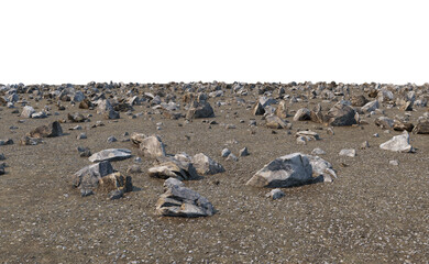 Rocks and rough surfaces on a white background