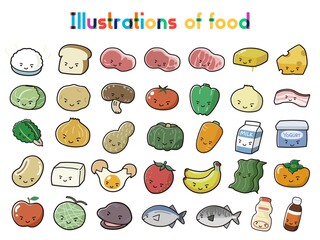 食べ物のキャラクターイラストセット