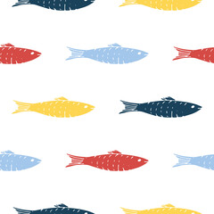 Fish Seamless pattern. Fish Cartoon doodle, Vector illustration