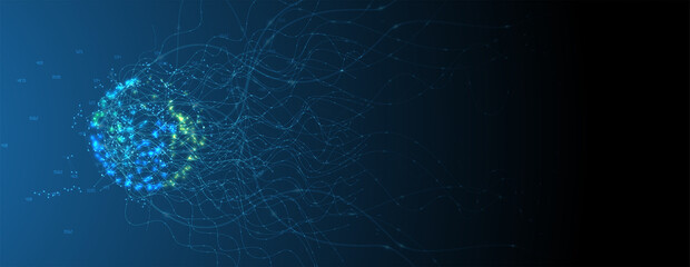 Neural network concept. Connected cells with links. High technology process. Abstract background