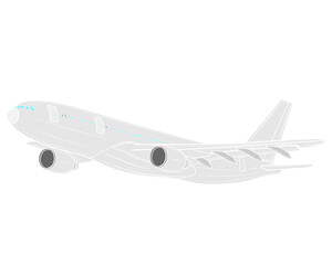 Vector illustration of an airplane in profile in isolate on a white background. Passenger plane. Traveling.
