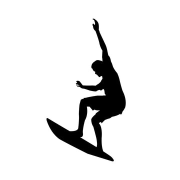 recommend clip art: Vector illustration with summer vacation as a motif ( silhouette man surfing )