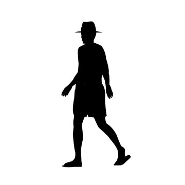 recommend clip art: Vector illustration with summer vacation as a motif ( silhouette man walking in a swimsuit )