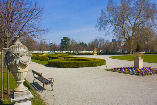  French style Grassalkovich Park (Grassalkovichova Zahrada) behind the Grassalkovich Palace (Presidential Palace) in Bratislava