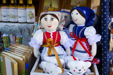 Colorful dolls at local market in Bratislava