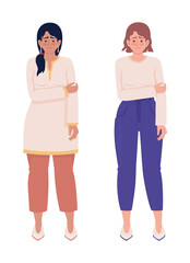 Fototapeta premium Sad women with mental disorders semi flat color vector characters set. Editable figures. Full body people on white. Simple cartoon style illustrations for web graphic design and animation collection