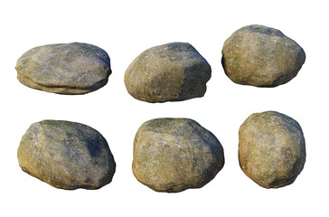 Rocks and rough surfaces on a white background