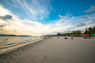 A beautiful view of Pantai Cenang Beach in Langkawi, Malaysia.