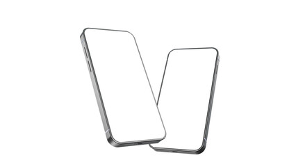 Metallic phone Mock-Up on white background. 3D Render.