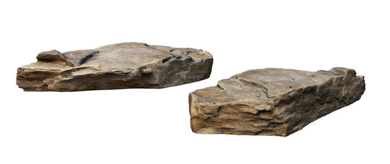 Rocks and rough surfaces on a white background