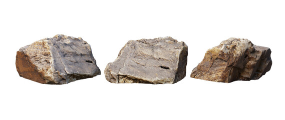 Rocks and rough surfaces on a white background