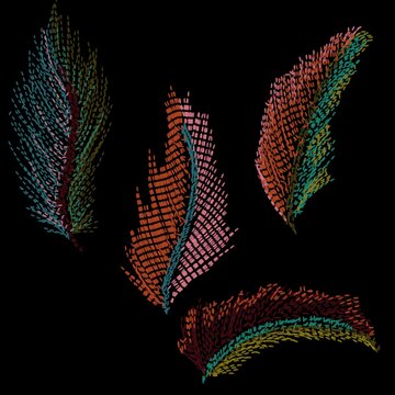 Set of tropical leaves and flowers