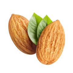 Delicious almonds, isolated on white background