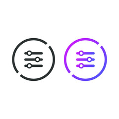 Setting sliders icon button, in solid and gradient color