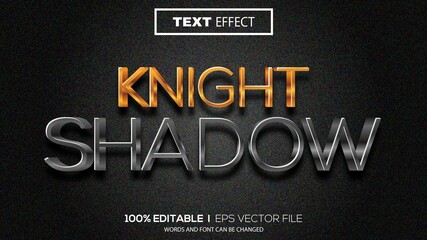 3d editable text effect knight shadow theme premium vector