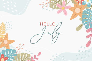 Hello july greetings with soft background design © CLton