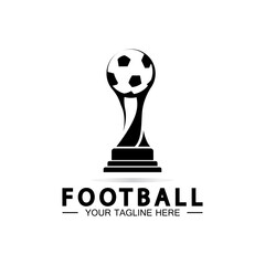 Football or Soccer Championship Trophy Logo Design vector  icon template.champions football trophy for winner award