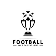 Football or Soccer Championship Trophy Logo Design vector  icon template.champions football trophy for winner award