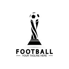 Football or Soccer Championship Trophy Logo Design vector  icon template.champions football trophy for winner award